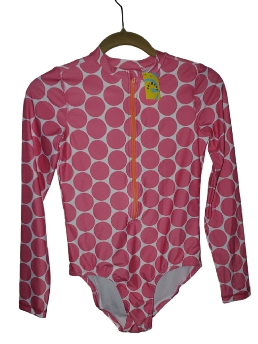Primary Kids Long Sleeve One-piece Rash Guard in Bold Dots Size 12